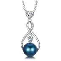 wholesale Black Pearl Infinity Necklace Sterling Silver Black Freshwater Peartl A-z Initial Pendant Necklace Infinity Letter Jewelry Christmas Birthday Gifts For Women Her Mom -style_name:Letter W