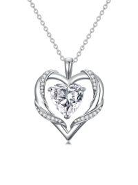 wholesale TOUPOP Birthday Gift For Mom Heart Necklace For Women 925 Sterling Silver Birthstone Necklace Jewelry Gift For Women Wife Her Girlfriend Sister -style_name:April