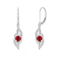 TOUPOP Sterling Silver Infinity Birthstone Earrings for Women-color_name:07-Jul.-Ruby