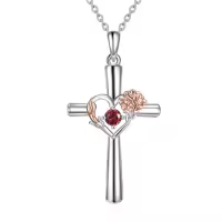 TOUPOP Sterling Silver Birthstone Birth Flower Necklace Christian Gifts-style_name:Jan
