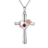 wholesale TOUPOP Cross Necklace For Women Sterling Silver Birthstone Necklace Birth Flower Necklace Christian Gifts Valentines Day Gifts Birthday Holiday Gifts For Her Mom Wife Girlfriend -style_name:Jan