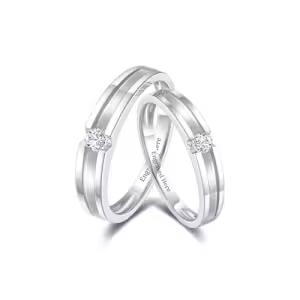 F Moissanite Wedding Ring Set