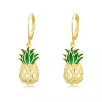 TOUPOP Sterling Silver Fruit Earrings Cherry Strawberry Lemon Pineapple Banana Jewelry Christmas Gifts-style_name:Pineapple