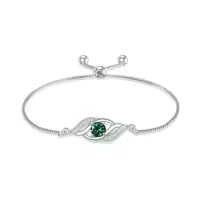 TOUPOP 925 Sterling Silver Birthstone Infinity Bracelet Dainty Fine Jewelry-color_name:05-May.-Emerald