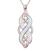 TOUPOP Sterling Silver Opal Celtic Knot Pendant Necklace-color_name:1-Rose Gold Celtic Kont