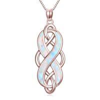 wholesale Irish Celtic Knot Necklace 925 Sterling Silver Opal Pendant Necklace Celtic Irish Jewelry Christmas Gifts For Women -color_name:1-Rose Gold Celtic Kont
