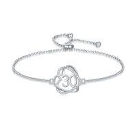 wholesale TOUPOP Gifts For Her Heart Bracelet 925 Sterling Silver Forever Love Heart Bracelet Sweet Year Old Jewelry Anniversary Birthday Christmas Gifts Women Girlfriend Wife Mom Grandma -style_name:30th