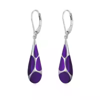 TOUPOP 925 Sterling Silver Enamel Teardrop Dangle Earrings Women Gifts-color_name:Purple