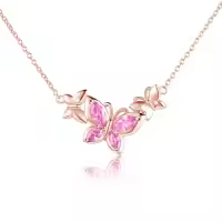 TOUPOP Sterling Silver Butterfly Choker Necklace with Birthstone Pendant-style_name:10-October-Tourmaline