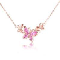 wholesale TOUPOP Butterfly Choker Necklace S925 Sterling Silver Birthstone Pendant Necklace Jewelry Gifts For Women Wife Wedding Birthday Christmas Gifts -style_name:10-October-Tourmaline
