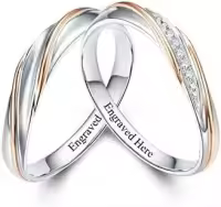 TOUPOP Sterling Silver Moissanite Twisted Two-tone Couples Wedding Rings Set-undefined