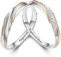 TOUPOP Sterling Silver Moissanite Twisted Two-tone Couples Wedding Rings Set-0-0