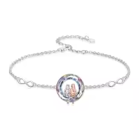 TOUPOP Sterling Silver Heart Bracelet with Stone Gifts For Sister-style_name:Crystal 2 Sisters
