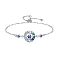 TOUPOP Sterling Silver Blue Crystal Birthstone Moon Star Bracelet Women Jewelry Gift-color_name:09-September-Sapphire