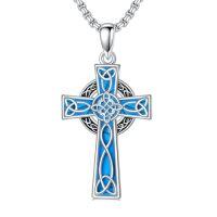 wholesale Cross Necklace 925 Sterling Silver Turquoise Tree Of Life Celtic Knot Cross Pendant Jewelry Christmas Gifts For Women -style_name:2-Witch Knot
