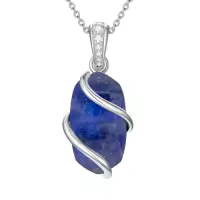 TOUPOP Sterling Silver Gemstone Pendant Fine Jewelry Gift for Women-color_name:A-Lapis Lazuli