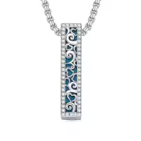 TOUPOP Sterling Silver Turquoise Butterfly Abalone Urn Necklace For Ashes Memory Jewelry-style_name:Turquoise Urn Necklace