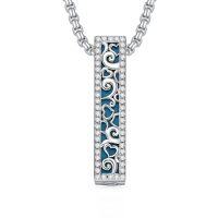 wholesale Bar Urn Necklace Butterfly/turquoise Urn Necklaces For Ashes 925 Sterling Silver Turquoise/butterfly Abalone Shell Pendant Bar Cremation Jewelry For Ashes Memory Jewelry Ashes Necklace For Human Pet, Mothers Day Gifts For Mom Her Sister 22+2 Inch -style_name:Turquoise Urn Necklace