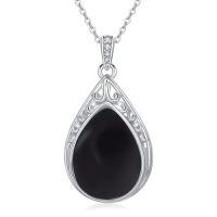wholesale Teardrop Necklace 925 Sterling Silver Filigree Gemstone Pendant Necklace Fine Jewelry Birthday Christmas Gifts For Women Her Mom -style_name:Black Onyx