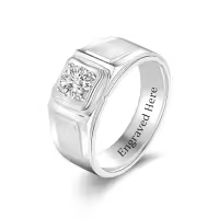TOUPOP 925 Sterling Silver D Color Vvs1 Round Moissanite Men's Ring-style_name:B Moissanite Ring