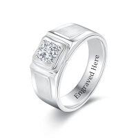 wholesale TOUPOP Personalized Moissanite Ring For Men Solitaire Diamond Wedding Ring 925 Sterling Silver/10k/14k/18k D Color Vvs1 Clarity Round Cut Moissanite Engagement Anniversary Jewelry Gift For Christmas -style_name:B Moissanite Ring