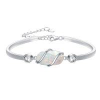 wholesale 925 Sterling Silver Bracelet For Women Gemstone Bracelet Bangle Fine Jewelry Birthday Christmas Gifts For Women Her Wife Mom -color_name:1A-Opal