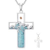 wholesale Mustard Seed Necklace For Women 925 Sterling Silver Mountain Necklace Faith Pendant Religious Christian Mustard Seed Jewelry Christmas Gifts For Women -style_name:3-Wave Cross