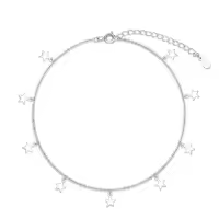 TOUPOP Sterling Silver Ankle Bracelets For Women Adjustable Anklet Elegant Foot Jewelry-style_name:B-Star Pendant