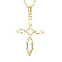 TOUPOP 14K Gold Necklace Women Infinity Heart Rose Sunflower Celtic Cross Pendant-style_name:Celtic Cross Necklace-D