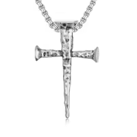 TOUPOP 925 Sterling Silver Cross Pendant Necklace For Men Gifts-style_name:B03 Nail Cross III