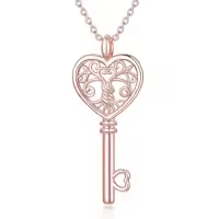 TOUPOP Sterling Silver Tree Of Life Key Necklace For Women-color_name:Rose Gold Plated