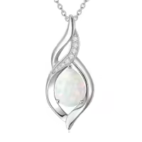 TOUPOP 925 Sterling Silver Teardrop Birthstone Infinity Necklace-color_name:10-October-Opal