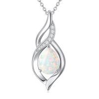 wholesale Birthstone Necklace For Women Infinity Necklaces 925 Sterling Silver Teardrop Love Birthday Jewelry Christmas Gifts For Women Mom Wife Girlfriend -color_name:10-October-Opal