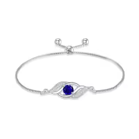TOUPOP 925 Sterling Silver Birthstone Infinity Bracelet Dainty Fine Jewelry-color_name:09-Sep.-Sapphire