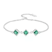 TOUPOP Sterling Silver Ankle Bracelets For Women Adjustable Anklet Elegant Foot Jewelry-style_name:Emerald Anklet