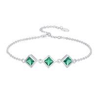 wholesale TOUPOP 925 Sterling Silver Ankle Bracelets For Women Adjustable Anklet Elegant Foot Jewelry Birthday Gift For Her Wife Mom Girlfriend -style_name:Emerald Anklet