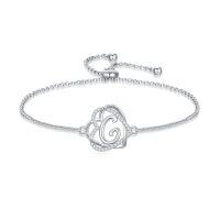 wholesale TOUPOP Gifts For Women Heart Initial Bracelet 925 Sterling Silver Double Heart Bracelet Birthday Jewelry Birthday Christmas Gifts For Her Wife Girlfriend -style_name:Initial G