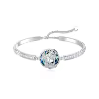 TOUPOP Sterling Silver Blue Crystal Tree Of Life Bracelet For Women-style_name:Tree of Life Initial Q