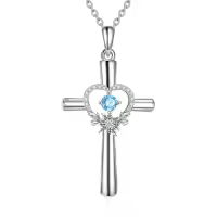 TOUPOP Sterling Silver Birthstone Birth Flower Necklace Christian Gifts-style_name:Dec