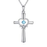 wholesale TOUPOP Cross Necklace For Women Sterling Silver Birthstone Necklace Birth Flower Necklace Christian Gifts Valentines Day Gifts Birthday Holiday Gifts For Her Mom Wife Girlfriend -style_name:Dec