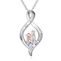 TOUPOP Sterling Silver & Stone Mom Daughter Necklace, I Love You Mom Jewelry Gift-style_name:G-Always My Sister Forever My Friend
