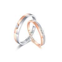 wholesale TOUPOP Customized Moissanite Couples Rings Set For Him And Her 925 Sterling Silver Rose Gold Plated Personalized Wedding Ring For Couples Valentine's Day Christmas Gift For Wife Girlfriend -style_name:C Wedding Ring Set