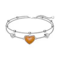 TOUPOP 925 Sterling Silver Sea Turtles Elephant Wave Cross Anklet-style_name:21-Heart