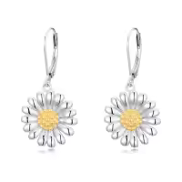 TOUPOP 925 Sterling Silver Lotus Cherry Blossoms Sunflower Snowflake Daisy Rose Earrings Floral Jewelry-style_name:2-Daisy
