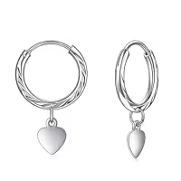TOUPOP Sterling Silver Hypoallergenic Huggies Hoop Earrings-style_name:Heart 1