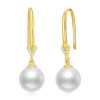 TOUPOP 14k Gold Pearl & Moissanite Dangle Earrings-style_name:Dangle pearl