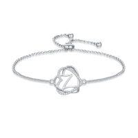 wholesale TOUPOP Gifts For Women Heart Initial Bracelet 925 Sterling Silver Double Heart Bracelet Birthday Jewelry Birthday Christmas Gifts For Her Wife Girlfriend -style_name:Initial Z