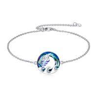 wholesale TOUPOP Sea Turtle/mermaid/dolphin/shell/starfish/conch/seahorse Bracelet For Women Sterling Silver Ocean Bracelet With Crystal Ocean Beach Charm Jewelry Birthday Christmas Gifts -style_name:Style 7-Conch-Blue Crystal