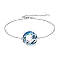 wholesale TOUPOP Sea Turtle/mermaid/dolphin/shell/starfish/conch/seahorse Bracelet For Women Sterling Silver Ocean Bracelet With Crystal Ocean Beach Charm Jewelry Birthday Christmas Gifts -style_name:Style 1-Sea Turtle-Blue Crystal-Ocean Waves-2