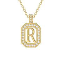 TOUPOP 14K Gold Moissanite Initial Letter Pendant Necklace-style_name:R